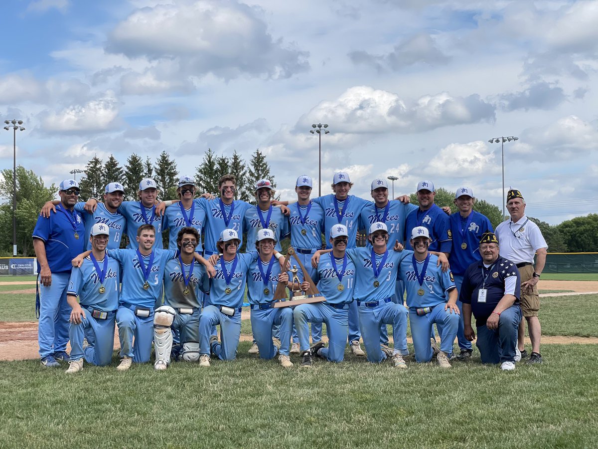 Mikes win Legion State Title w/ 13-2 win!! Neros &amp; Frank combine w/ impressive performances on the mound. K. Amundson has one of the grittiest performances the game of baseball has ever seen as he records 2 hits, including a 💣!!  1st State Title in St. Michael Legion history!