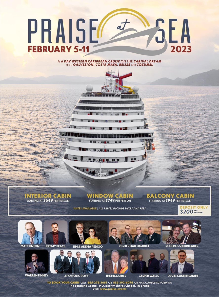 🚨We have just been added to the artist lineup of the 2023 Praise at Sea cruise &amp; we want you to come with us!!  The cruise line is no longer requiring vaccination, so anyone is welcome. More info is available at praise.events. Jamin &amp; I would love to be your host
