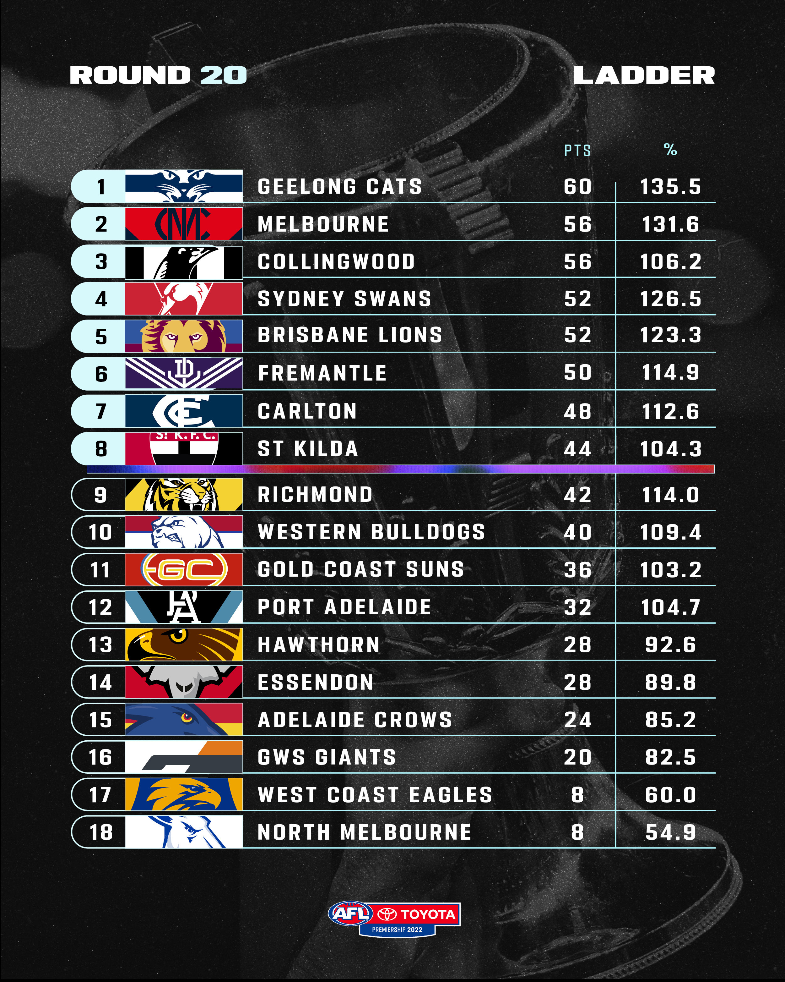 Round 12 free kick ladder : r/AFL