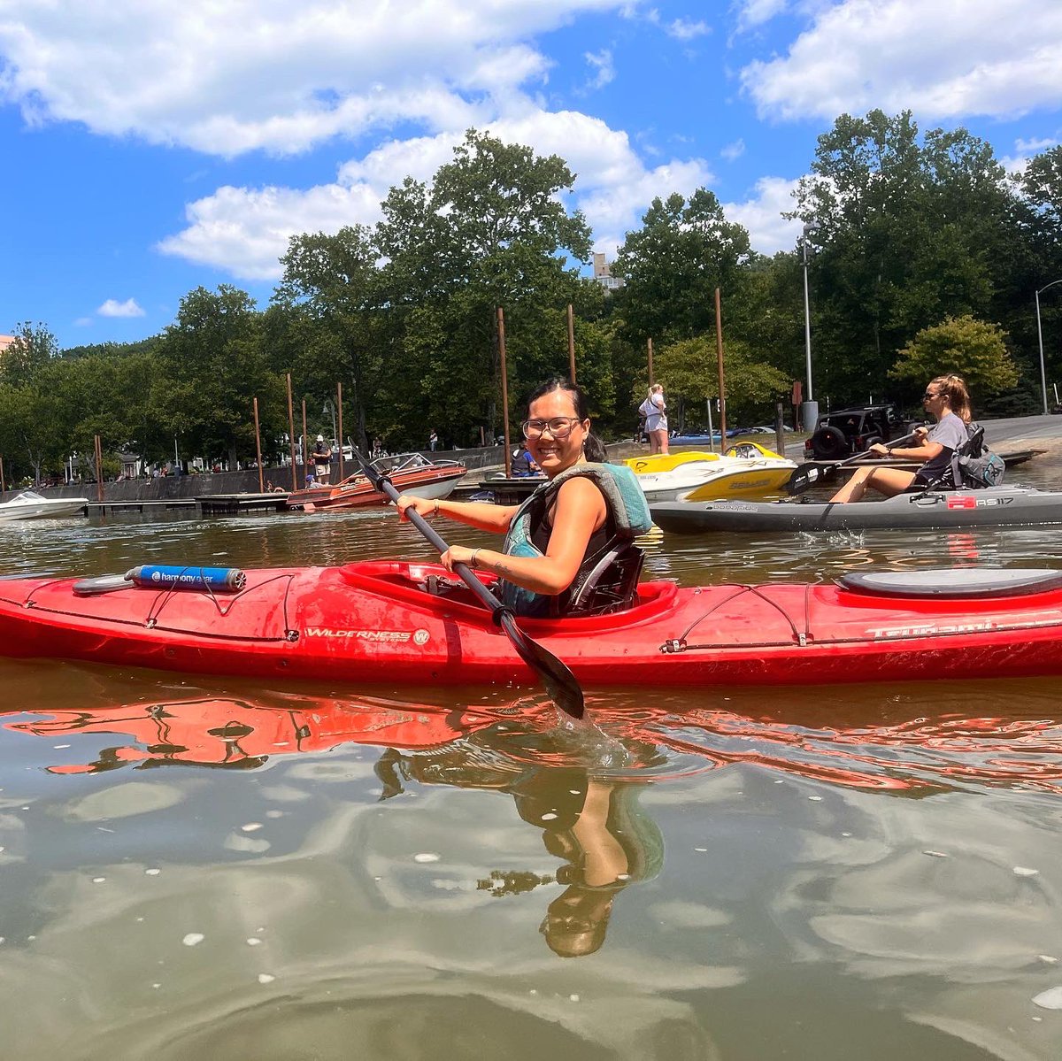 SOTC_CLE's tweet photo. After a weekend of bad weather, SOTC interns finally got to hit the water and kayak in the Rocky River! Did you know that the Rocky River  is about 9 miles long? While interns didn't kayak all 9 miles they still had a good time enjoying the water! 🛶

#summeronthecuyahoga https://t.co/pk5O40pds7