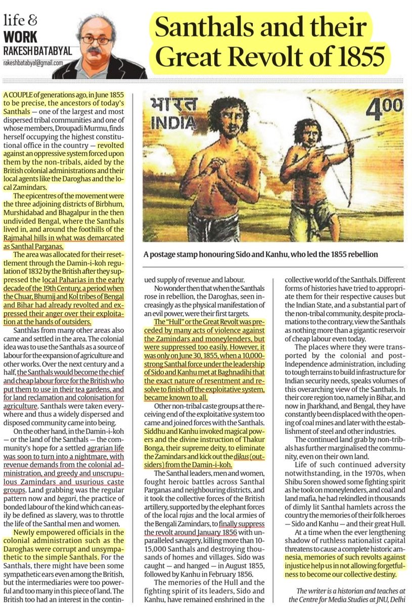 BORN4WIN's tweet photo. Santhals and their Great Revolt of 1857.
#upsc #tspsc #appsc #group1
#group2 #mppsc #gpsc #gjpsc
(Article published: Indian Express) https://t.co/3kAn23YeSb