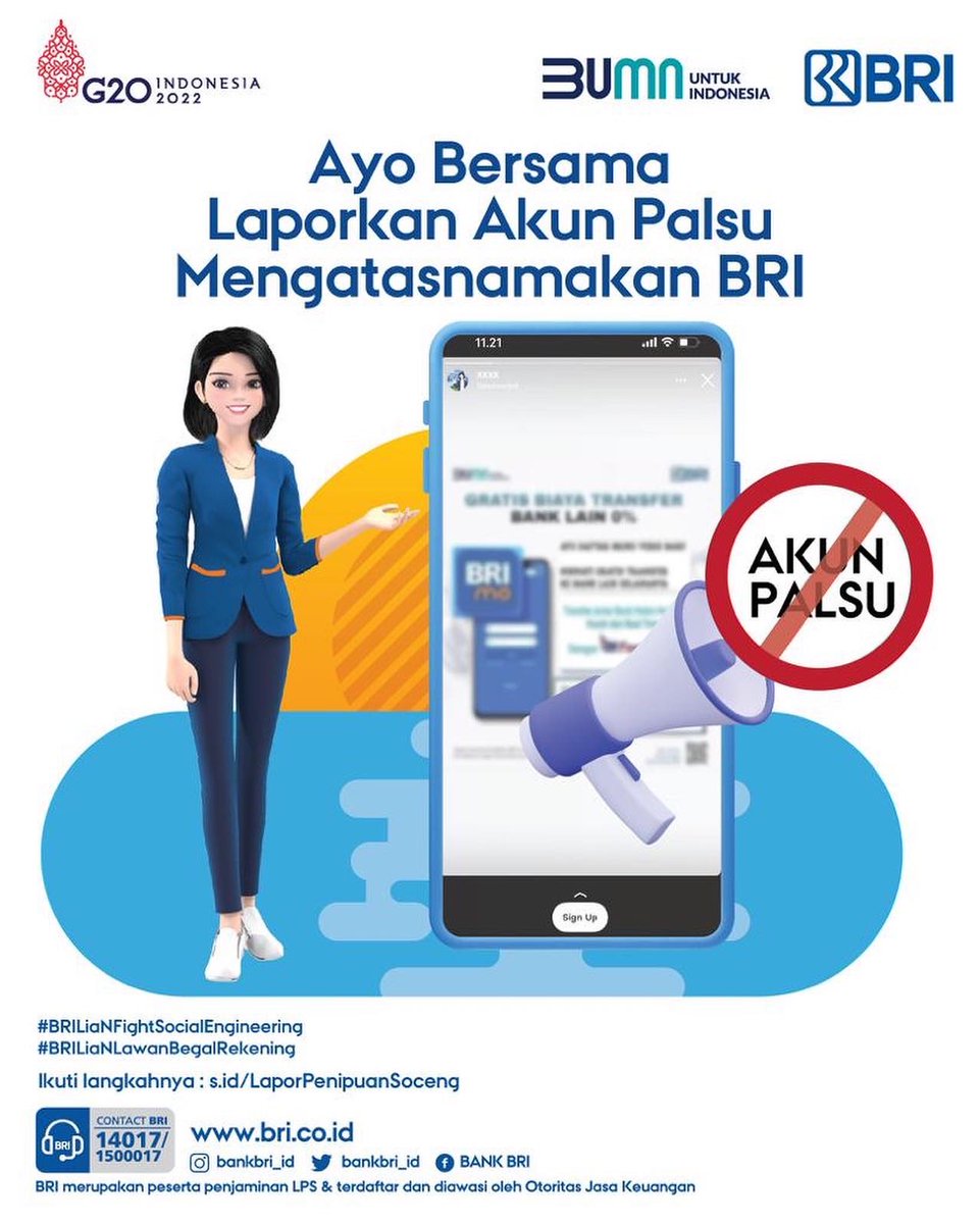 Nursima1701's tweet photo. Hati hati terhadap tindak kejahatan perbankan yang mengatasnamakan BANK BRI...

#BrilianFightSocialEngineering
#BrilianLawanBegalRekening https://t.co/AnldAKydOa