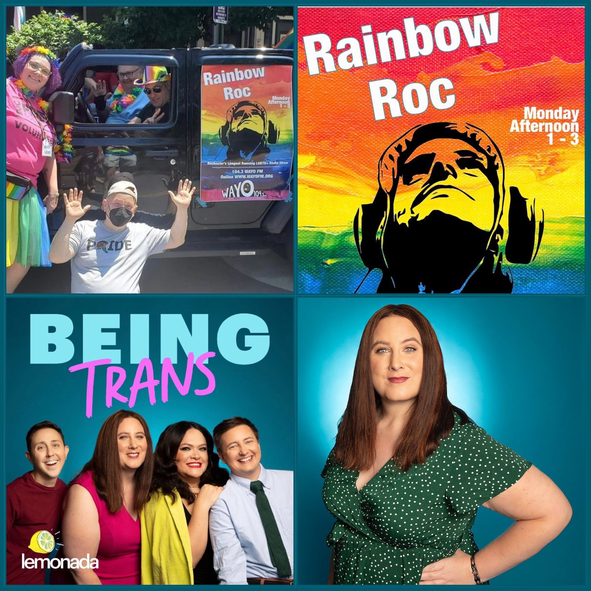 AcctProgressive's tweet photo. Monday 1-3 PM on @Rainbow_Roc on @wayoradio we have wonderful and very engaging Rochestarian @ChloeCorc of the podcast series #beingtrans.  Music, News, Politics, Opinion and issues of our times. @BrianRochester @mlill002 @All_Belong_ https://t.co/icnQHAYBpf