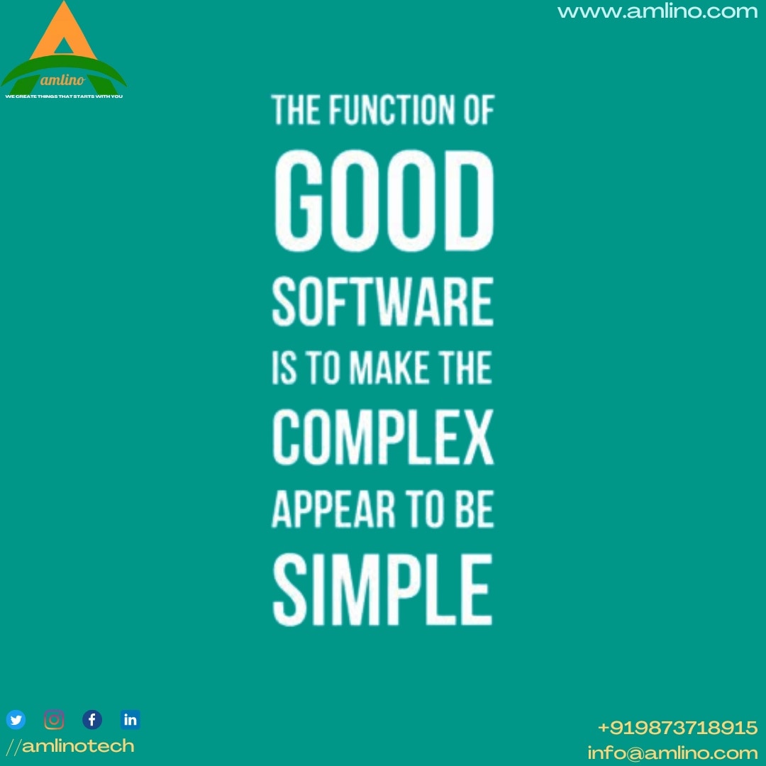 amlinotech's tweet photo. The function of good software is to make the complex appear to be simple.
~Grady Booch
#mondaythoughts #mondaymotivation #thoughtfortheday #gradybooch #softwaredevelopment #webdevelopment #softwaredevelopers #softwaredevelopmentcompany #webdesign #digitalamarketing #digitization https://t.co/83N6YT2Qyg