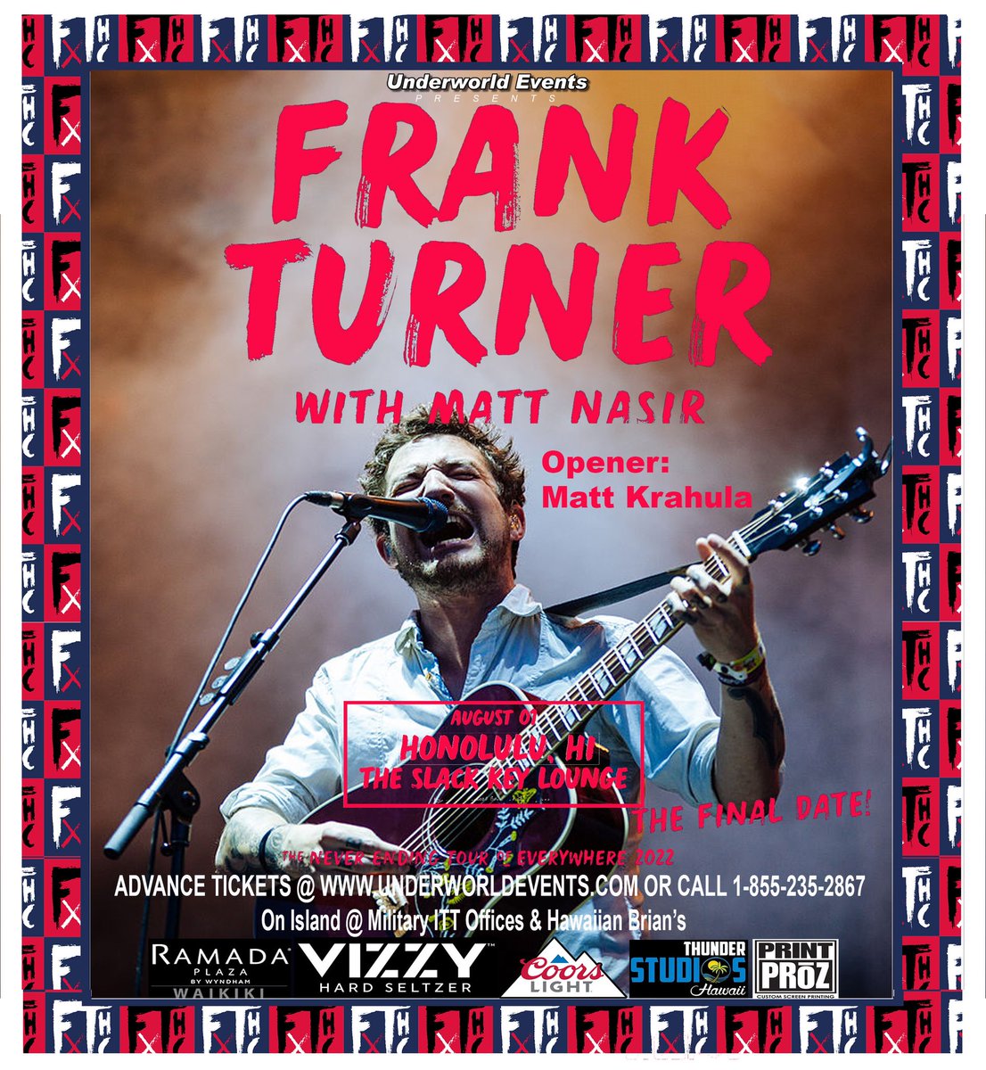 mattkrahula's tweet photo. I’m opening for @frankturner tomorrow night (8/1)!  This is gonna be an awesome show! Come by @HBSocialClub808 and hang!  Doors at 7pm!! #altfolk #americana #singersongwriter #oahu #Hawaii #livemusic https://t.co/6QX3kP7dlL
