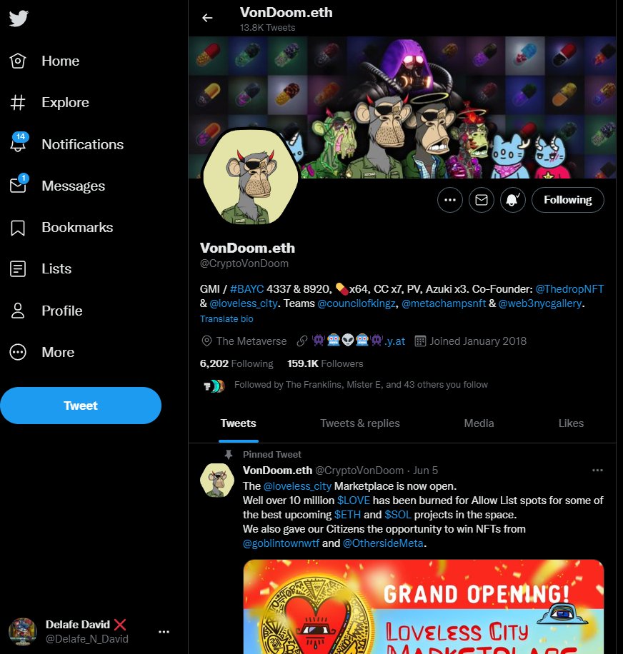 Delafe_N_David's tweet photo. @CryptoVonDoom @GamerTsunayoshi @MetaMassacreNFT Done! https://t.co/nOWIcQpm0U
