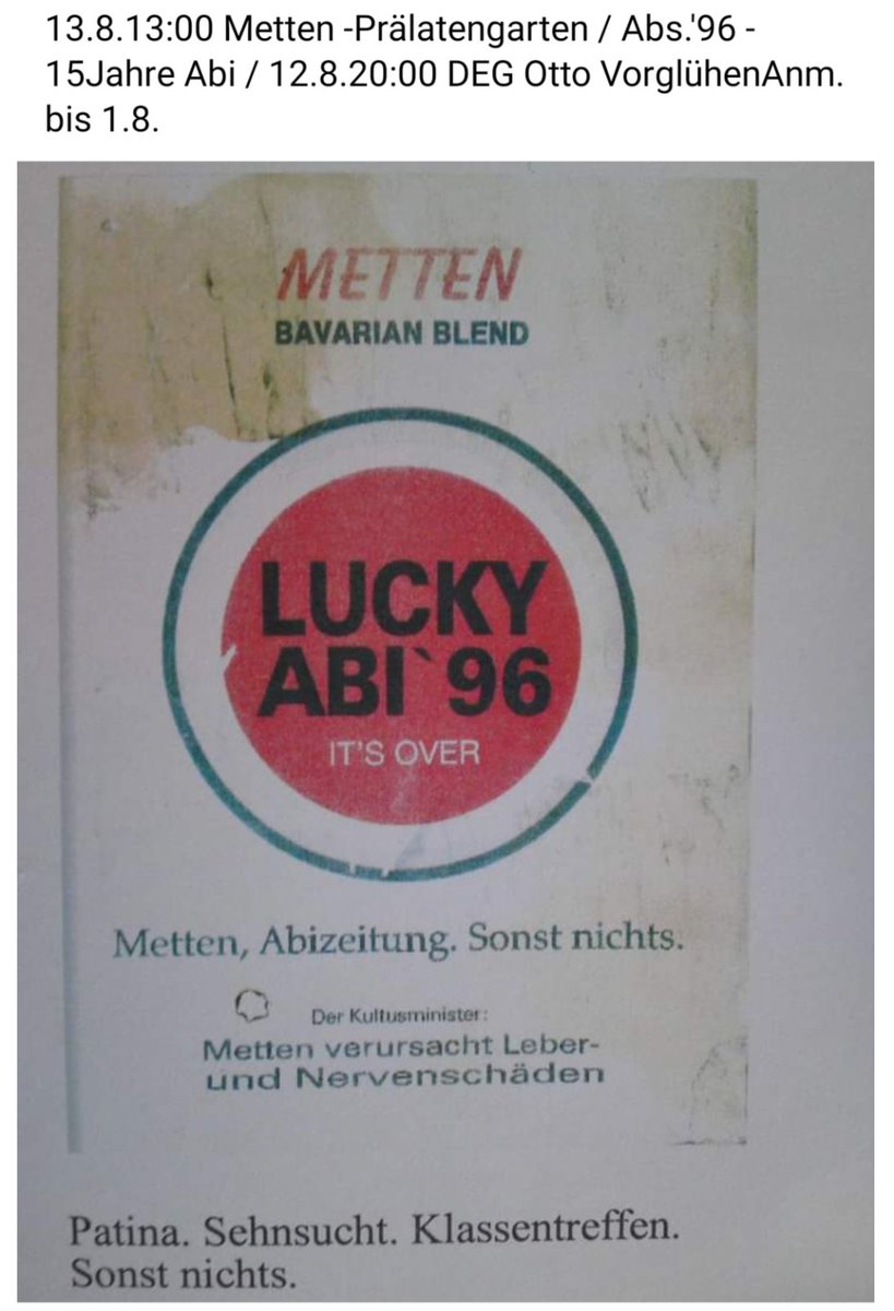 Veitklemens's tweet photo. Hm holen wir unser 25-Jähriges irgendwann noch nach?! - oder warten wir bis zum 30-Jährigen!? https://t.co/lyzb6d3Qvj
#Metten #Abi #Absolvia96 #Treffen https://t.co/A2VgTnEsNy