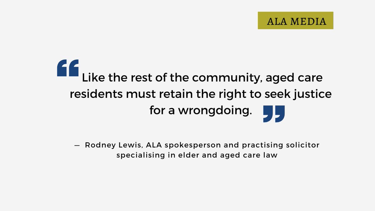 AU_LawyersAlliance (@austlawalliance) on Twitter photo We are calling for the urgent removal of the clause in the Aged Care and Other Legislation Amendment Bill 2022 that provides civil and criminal immunity to aged care providers.
<a href="/chlawyers/">Catherine Henry Lawyers</a> <a href="/AgedMatters/">Dr Sarah Russell</a> <a href="/AnikaWells/">Anika Wells MP</a> <a href="/gedkearney/">Ged Kearney</a>
Media release: lawyersalliance.com.au/news/legal-imm…
#agedcareRC We are calling for the urgent removal of the clause in the Aged Care and Other Legislation Amendment Bill 2022 that provides civil and criminal immunity to aged care providers.
<a href="/chlawyers/">Catherine Henry Lawyers</a> <a href="/AgedMatters/">Dr Sarah Russell</a> <a href="/AnikaWells/">Anika Wells MP</a> <a href="/gedkearney/">Ged Kearney</a>
Media release: lawyersalliance.com.au/news/legal-imm…
#agedcareRC