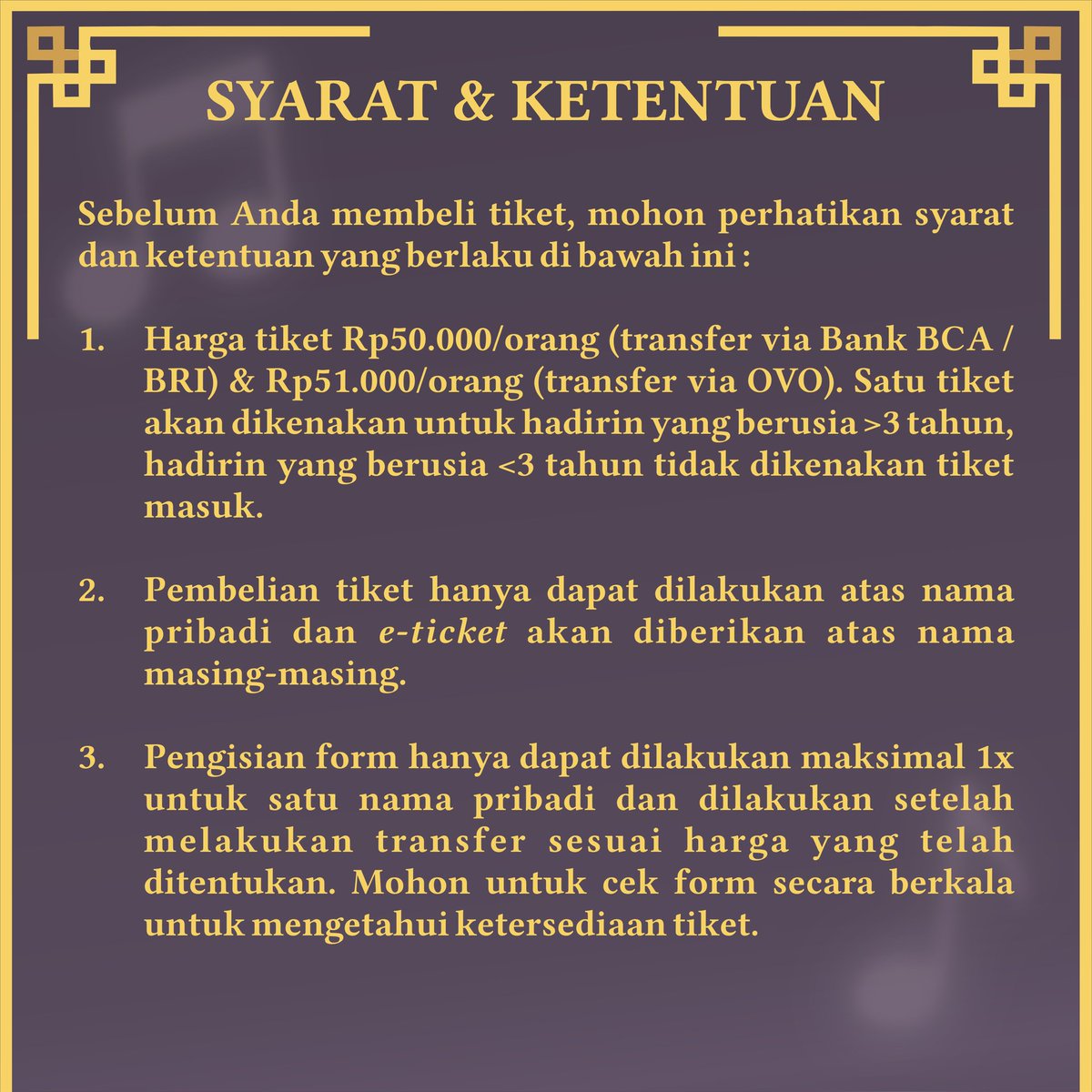 psmuajy's tweet photo. ‼️PRESALE 2 IS OPEN NOW‼️

Demi kenyamanan bersama dimohon untuk memperhatikan syarat dan ketentuan yang berlaku ⚠️ 

Link Pemesanan Tiket:
https://t.co/Nqx3mKB2kA 

Limited tickets! Grab it fast 🎟 

Contact Person WA:
Anggie (081226697220) 

#niscala #welovetosing #psmatmajogja https://t.co/nQogDUsMnB