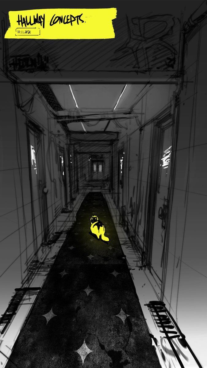 damagecitygames's tweet image. I'm channeling my weird fear of hallways into our scene mock ups for this game. A lot of time will be spent looking down/through/into rooms with limited movement, so here's some attempts at making the comps as spooky as possible. OK, WEIRD DUMB FEARS. WHAT'S YOURS? GO!