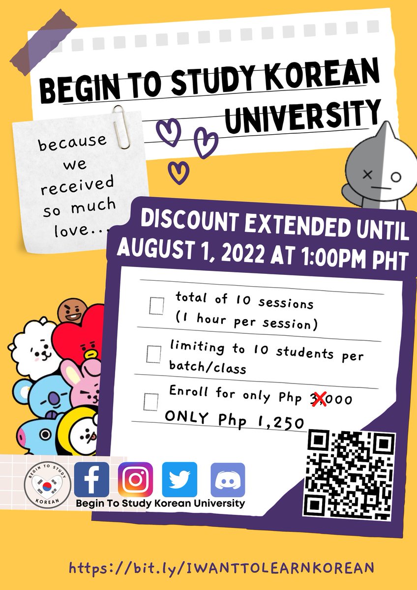 Last Call to Grab the BFM Discount

We heard you, BFM Fam!! 

We’re extending our exclusive discount for BFM members until 1:00pm PHT. 

So hurry, click the link, enroll, and secure your slots! 

ttps://bit.ly/IWANTTOLEARNKOREAN 

Reach out to us:
<a href="/inapong/">ina a</a> <a href="/pixi3Monday/">Ramona (문연용)</a> <a href="/Pam9310/">Pam</a>