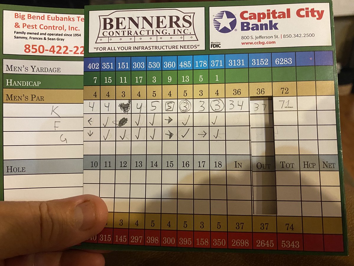 RustyHamrick's tweet photo. Kyle Hamrick shot 71 to follow up the 66 a few days ago!! Class of ‘25 ⁦@DukeMGOLF⁩ ⁦@UNFGolf⁩ https://t.co/FUdIfWmxUI
