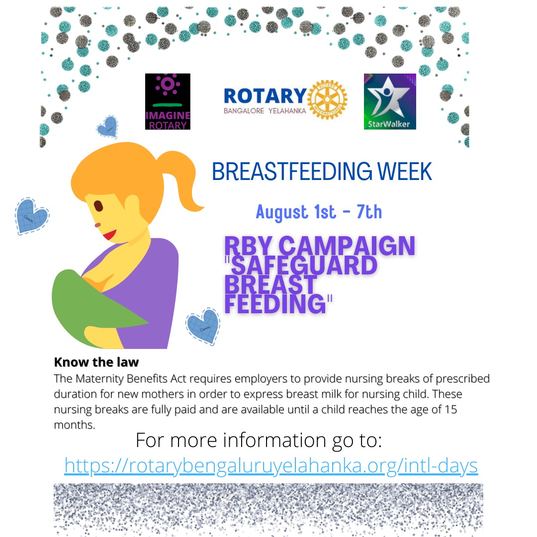 RotaryYelahanka's tweet photo. We at Rotary Bangalore Yelahanka is celebrating World Breastfeeding week. We are conducting awareness campaign for pregnant and lactating mother's. For more details visit our website.

https://t.co/D5zzuiMRLF https://t.co/RSe1CO3YxG