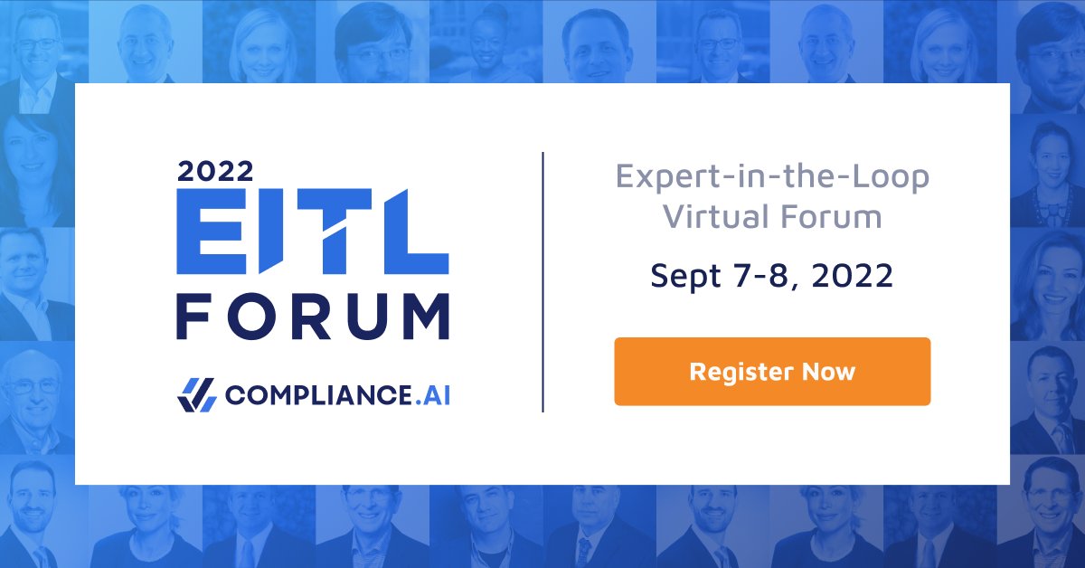 Join me and several colleagues for the Expert-In-The-Loop Forum hosted by Compliance.ai. Only event specific to #regulatorychange management for #bfsi space. Register for free at lnkd.in/gfVk8sZn. #virtualevents #riskmanagement #regtech #banks #fintechs