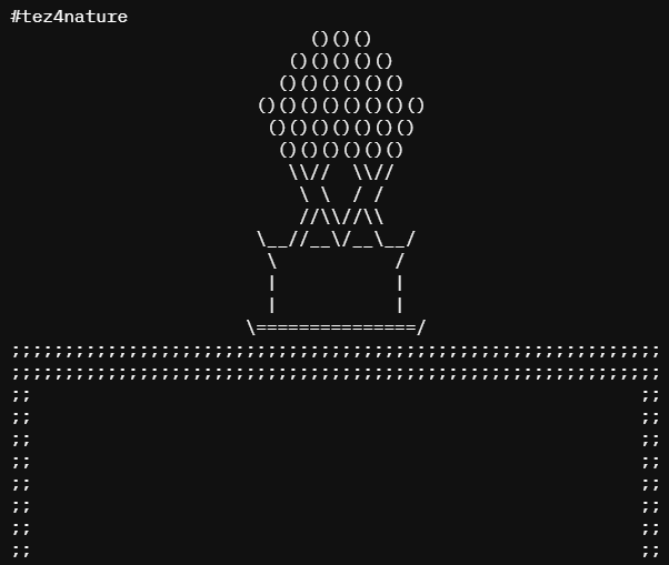 nhephex's tweet photo. unique one of a kind #tez4nature in #ASCII_NFT of #typedart is available now at 2 marketplaces.

1 #XTZ / 10 editions

#typedart >> https://t.co/Kp2Q5QQCn6
#objkt >> https://t.co/UGQrf5EMDZ

#NFT #NFTCommunity #NFTart #CleanNFT https://t.co/GlJzJfTFgn