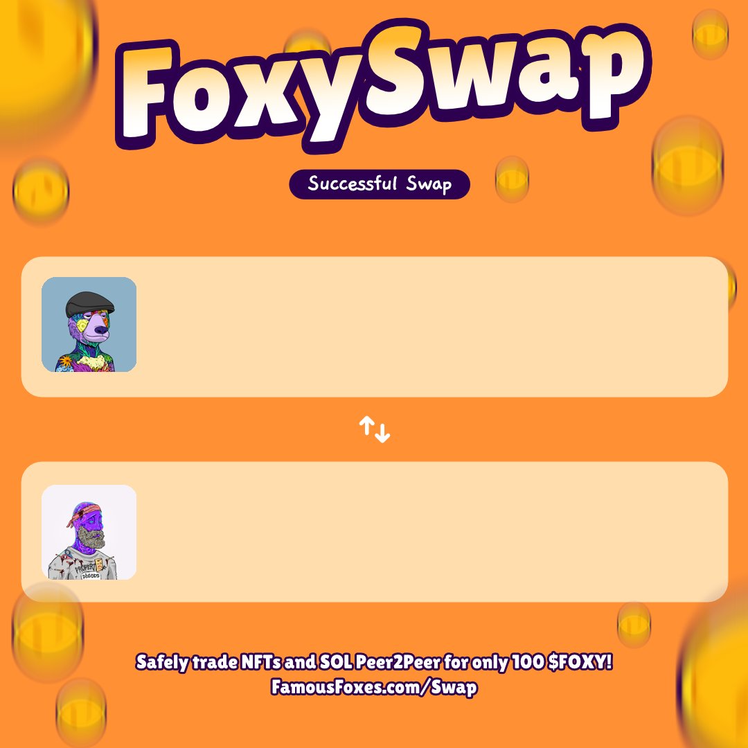 fffsales's tweet photo. New swap completed! @FamousFoxFed #FamousFoxes
Use FoxySwap for secure P2P swaps. https://t.co/vezgeXG30b