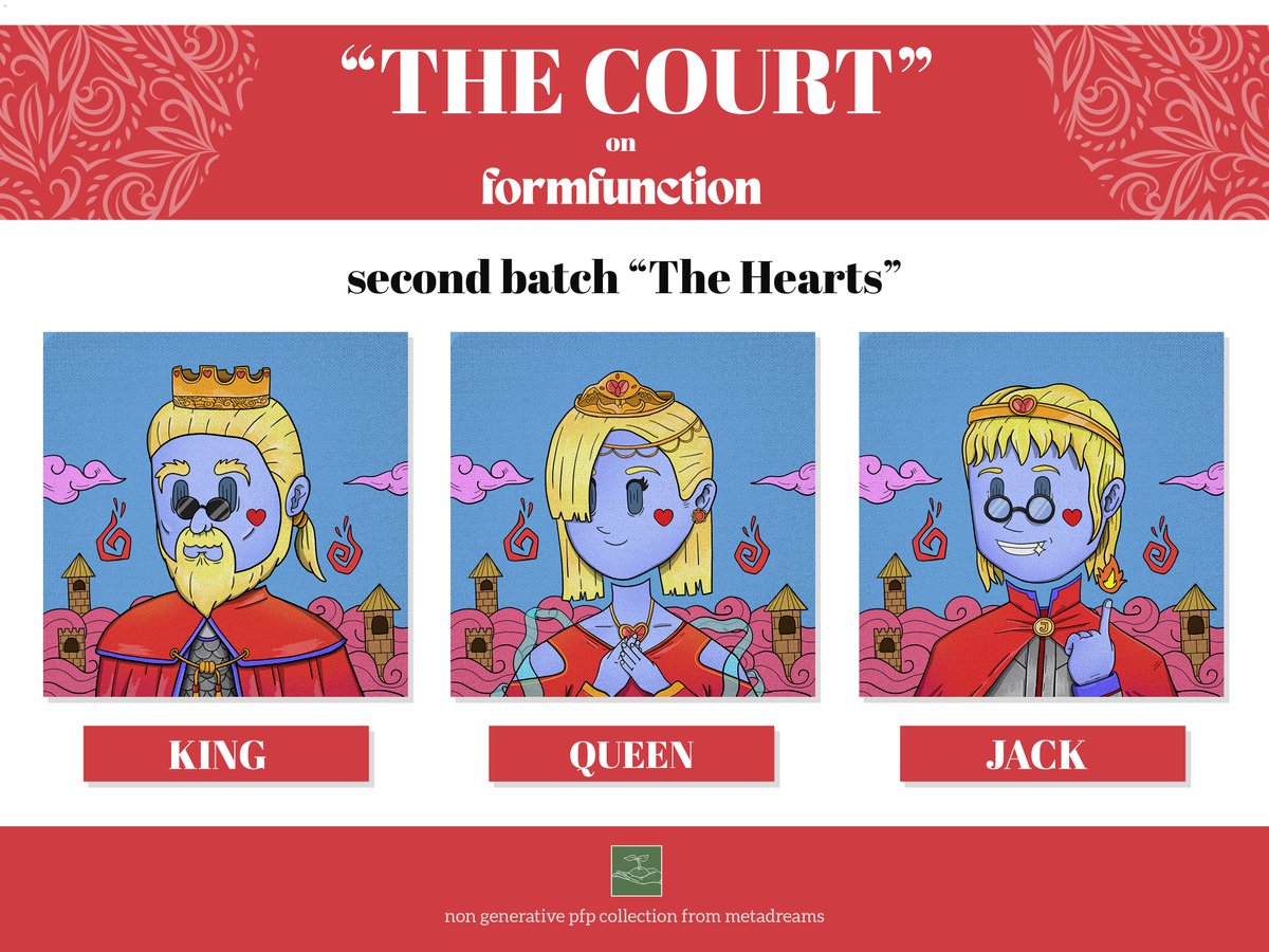 Batch II from "The Court" will be live on <a href="/formfunction/">Formfunction</a> 1st Aug 11 AM UTC / 6 PM GMT+7 🕙
Don't missed them ♥️

#solana #solananft #solanacommunity