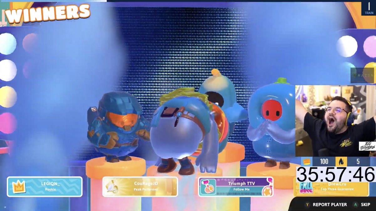 CouRageJD's tweet image. 100 FALL GUYS CROWN WINS IN ONE STREAM!!!

35 hours, 57 minutes, and 46 seconds!

FALL GUYS HISTORY HAS BEEN MADE!

Thank you for the greatest stream of 2022!