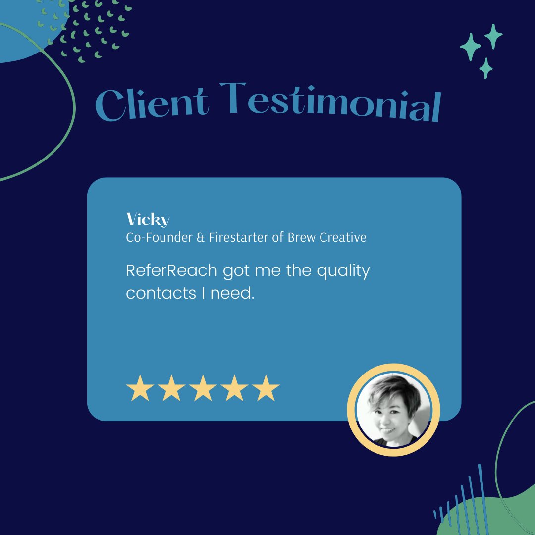 ReferReach's tweet photo. Start turning your quality contacts into quality leads with ReferReach. https://t.co/NmkCTSodEN
-
#RR #ReferReach #Networking #Testimonial #Referrals #Business Owner  #BusinessLeads #NewCustomers #NewContacts https://t.co/p0HCURjl0k