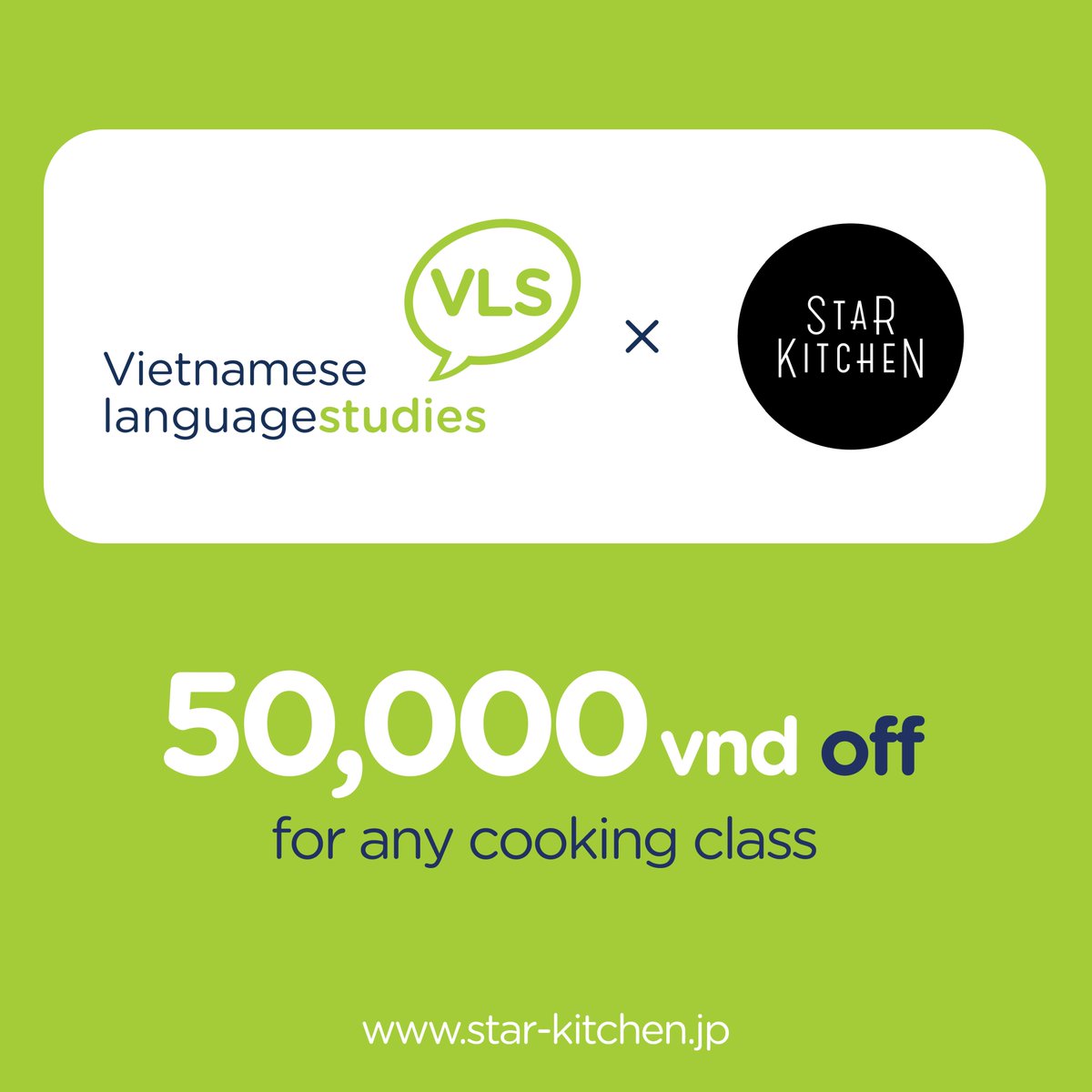 VLStudies's tweet photo. VLS' Partner: STAR KITCHEN
With the collaboration of VLS and Star Kitchen, the VLSers can get a 50,000-VND-off for any cooking class.
Learn more about Star Kitchen: https://t.co/lC0iky7TKA
#vls #vlstudies #partners #starkitchen https://t.co/CPsRm6ZL1E