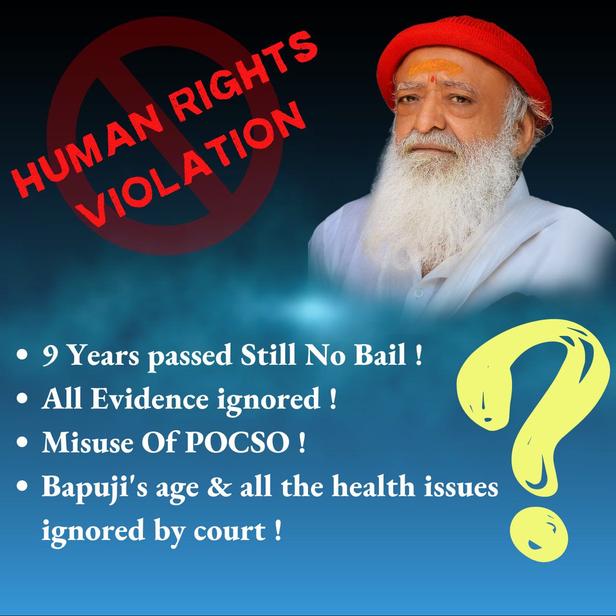 jagohindustani_'s tweet photo. #मौलिक_अधिकारों_का_हनन
Human Rights Violation in Sant Shri Asharamji Bapu case is evident as the same law which has mercilessly denied Him a single day of relief in 9 years, has been very lenient for actors and politicians in India.
Right To Justice is non-negotiable ! https://t.co/PmdDHQGp8O