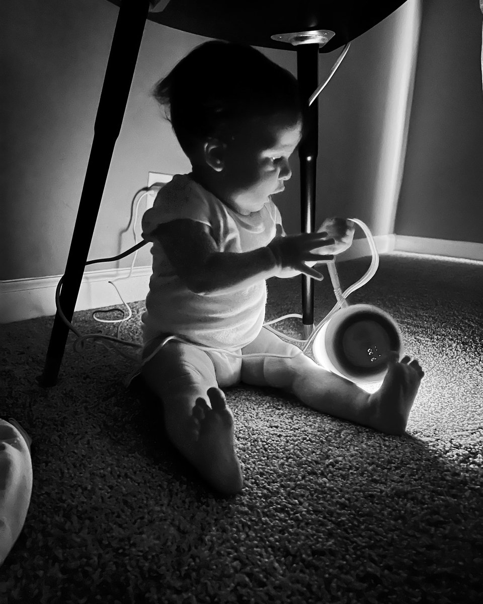 Ruby was supposed to be napping but decided it was more fun crawling around and messing with her noise machine instead!