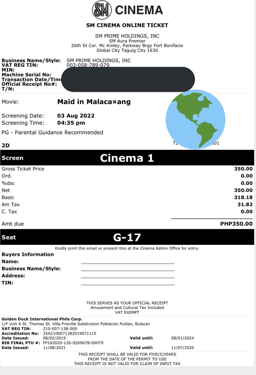 admuOBF661's tweet photo. Selling MAID IN MALACAÑANG ticket 1pc lang nagkamali ng venue sm aura 4:35PM 200 na lang insted of 370. https://t.co/vA41M3Asjr