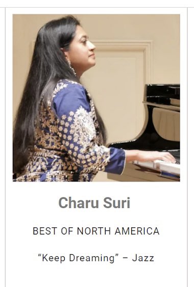 Charu Suri - RAGS & RAGAS out now!! (@charusurimusic) on Twitter photo Thank you for two major wins this year <a href="/InterContAwards/">InterContinental Music Awards Competition</a> !!! Keep Dreaming for best jazz song in North America; and Raga Asavari in Asia #jazz. Very honored! 🎼🎹✨Congrats also to <a href="/tracycruzmusic/">Tracy Cruz | Multi-Award Winner</a> <a href="/devan_ekambaram/">Devan Ekambaram</a> <a href="/KittWakeley/">Kitt Wakeley</a> <a href="/damianwyldes/">DAMIAN WYLDES</a> #jazz #awards #music #ragajazz Thank you for two major wins this year <a href="/InterContAwards/">InterContinental Music Awards Competition</a> !!! Keep Dreaming for best jazz song in North America; and Raga Asavari in Asia #jazz. Very honored! 🎼🎹✨Congrats also to <a href="/tracycruzmusic/">Tracy Cruz | Multi-Award Winner</a> <a href="/devan_ekambaram/">Devan Ekambaram</a> <a href="/KittWakeley/">Kitt Wakeley</a> <a href="/damianwyldes/">DAMIAN WYLDES</a> #jazz #awards #music #ragajazz