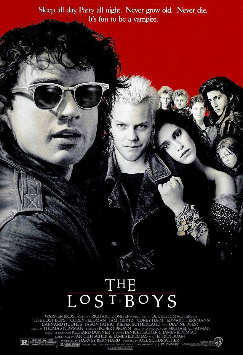 FilmNewsNos's tweet photo. 🎬MOVIE HISTORY: 35 years ago today, July 31, 1987, the movie ‘The Lost Boys’ opened in theaters!

#CoreyHaim @Corey_Feldman #JasonPatric @RealKiefer #DianneWiest #JamisonNewlander #JamiGertz #EdHerrmann #AlexWinter #BillyWirth #BarnardHughes #KellyJoMinter #BrookeMcCarter https://t.co/Y7WbaGVi89