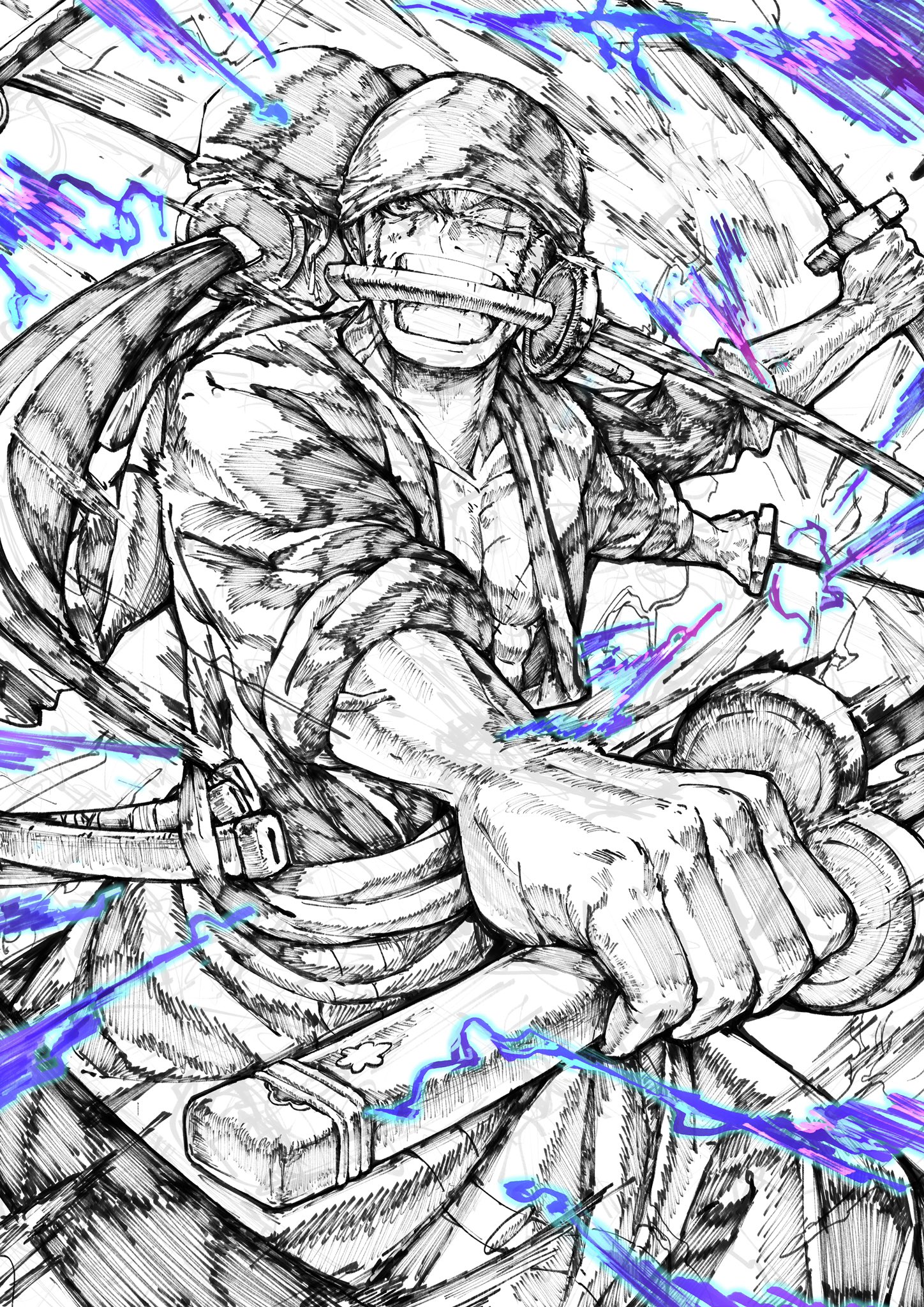 さとし Satoshi 九刃流 阿修羅技剣 ロロノア ゾロ ワンピース Onepiece イラスト T Co Imcdhmi3wx Twitter