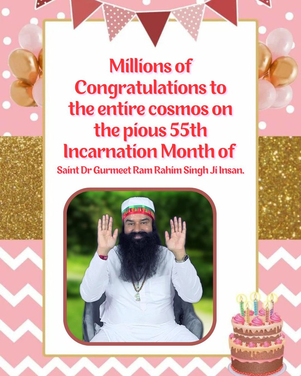 sneha1404's tweet photo. Millions are celebrating on the occasion of #AuspiciousAugust month of thy incarnation

Countless thanks to you lord Saint @Gurmeetramrahim Ji for the blessings and great benevolence ! 

#CelebrationOfMillions
#BirthMonthOfMSG https://t.co/g988WiZ6HW