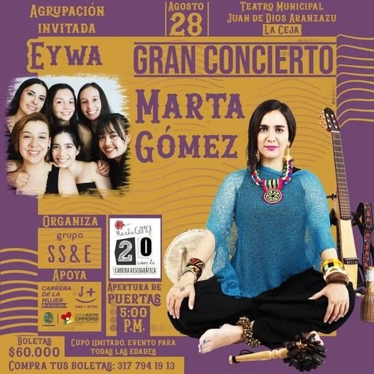 REMICLACEJA's tweet photo. #Esnoticia | Nuestra música colombiana es protagonista en una velada en clave de mujeres talentosas de la música.
La cantora y compositora colombiana @MARTAGOMEZMUSIC visita #LaCeja junto a la cuota local Eywa. 
👉Adquiere tu boleta en: https://t.co/ZeYFfqb12c https://t.co/aj31O9IZx2