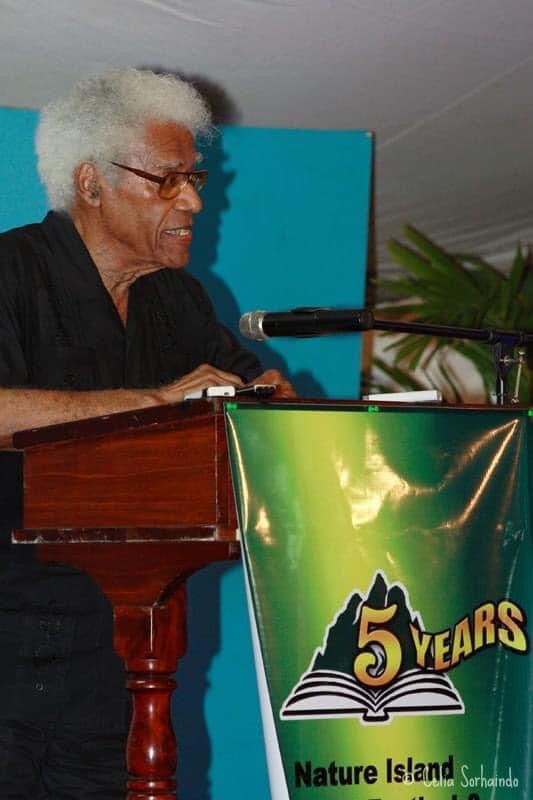 tropicalties's tweet photo. GEORGE LAMMING: LEGACIES, FUTURES, a July Twitter Residency @faizalbynight @jwilonline 
@DominicaLitFest were honoured to have Prof. Lamming as our guest and to give the keynote address in 2012 https://t.co/Na10Kalnia