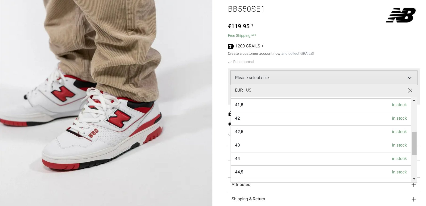 Buy 550 'White Team Red' - BB550SE1