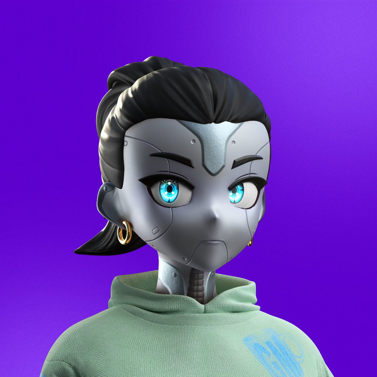 Finally got around to diversifying my portfolio with this clean <a href="/RTFKT/">RTFKT</a> robo-girl. Now on to the next good-looking blue chip!