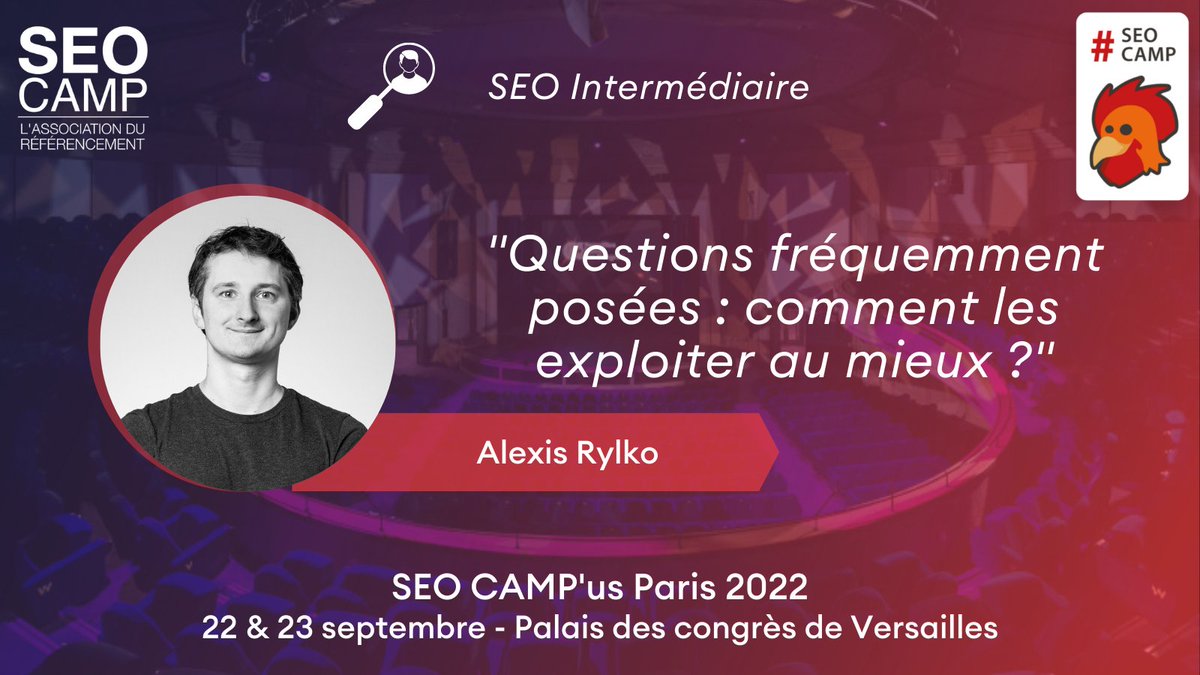 seocamp's tweet image. A suivre le vendredi 23 septembre de 16h40 à 17h20 au #SEOCAMPus Paris 2022 📣

@alekseo “Questions fréquemment posées : comment les exploiter au mieux ?” 🤔

🔎 Niveau SEO Intermédiaire

En présentiel ou en ligne 🧑‍💻

Infos et inscriptions 👉 bit.ly/SCP22