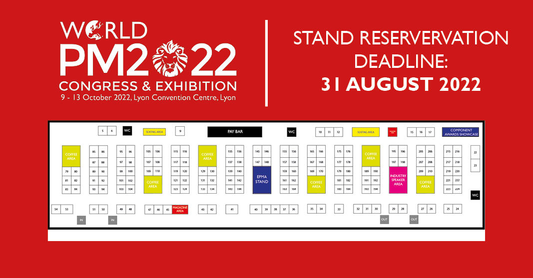 Don't miss out this year's industry-leading #PowderMetallurgy Exhibition - the deadline for reserving your #WorldPM2022 stand is 31 August 2022. Find out more, and reserve your stand here: ow.ly/clpm50K6GXw