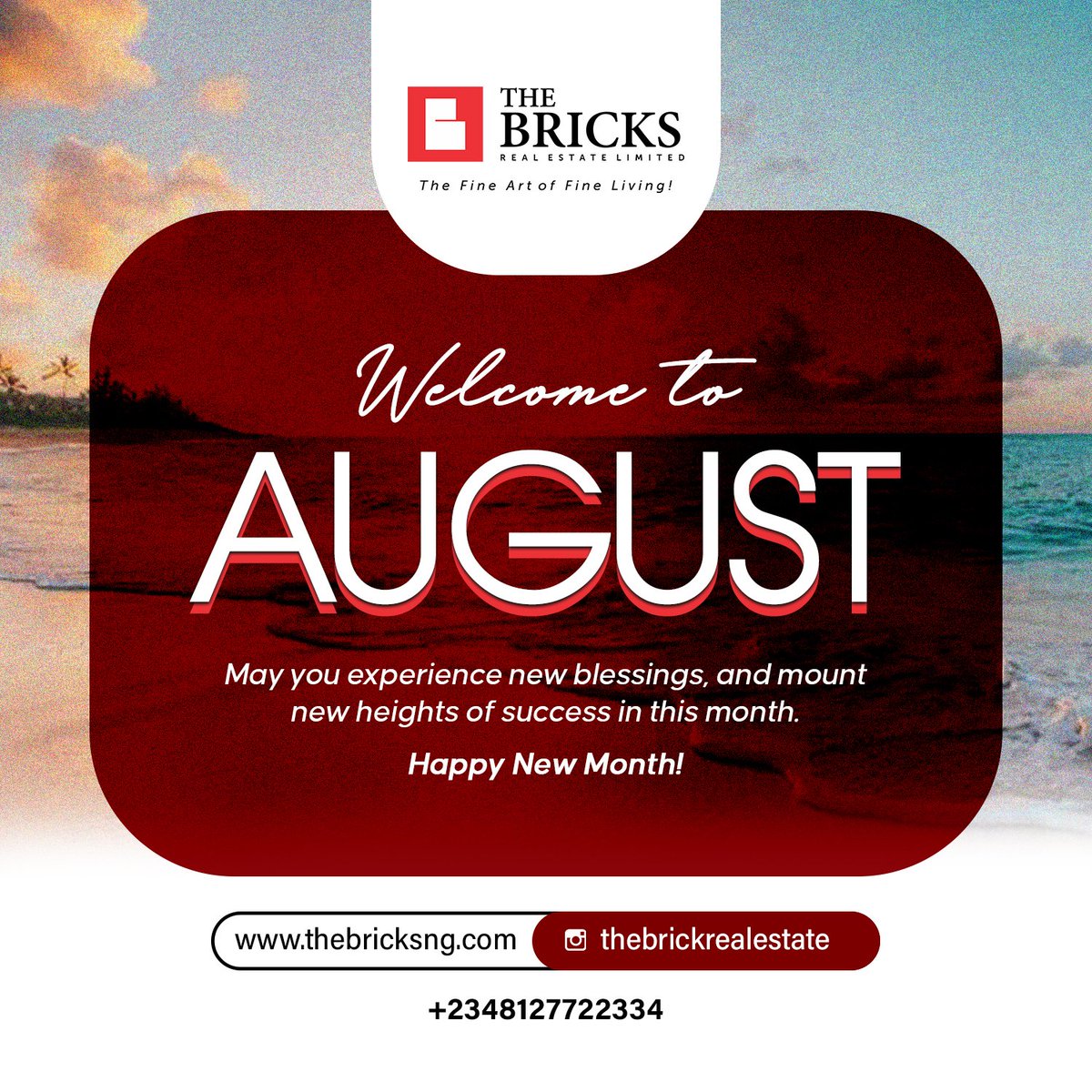 TheBricksEstate's tweet photo. It's August! We're so excited because this month is full of great things for us at The Bricks #RealEstate

Stay tuned to all our handles to get the updates about our projects this month.

We wish you a prosperous month.
Cheers 🥂

#August #mondaythoughts #business #Ad #BBNaija7 https://t.co/YGAhugZKUp