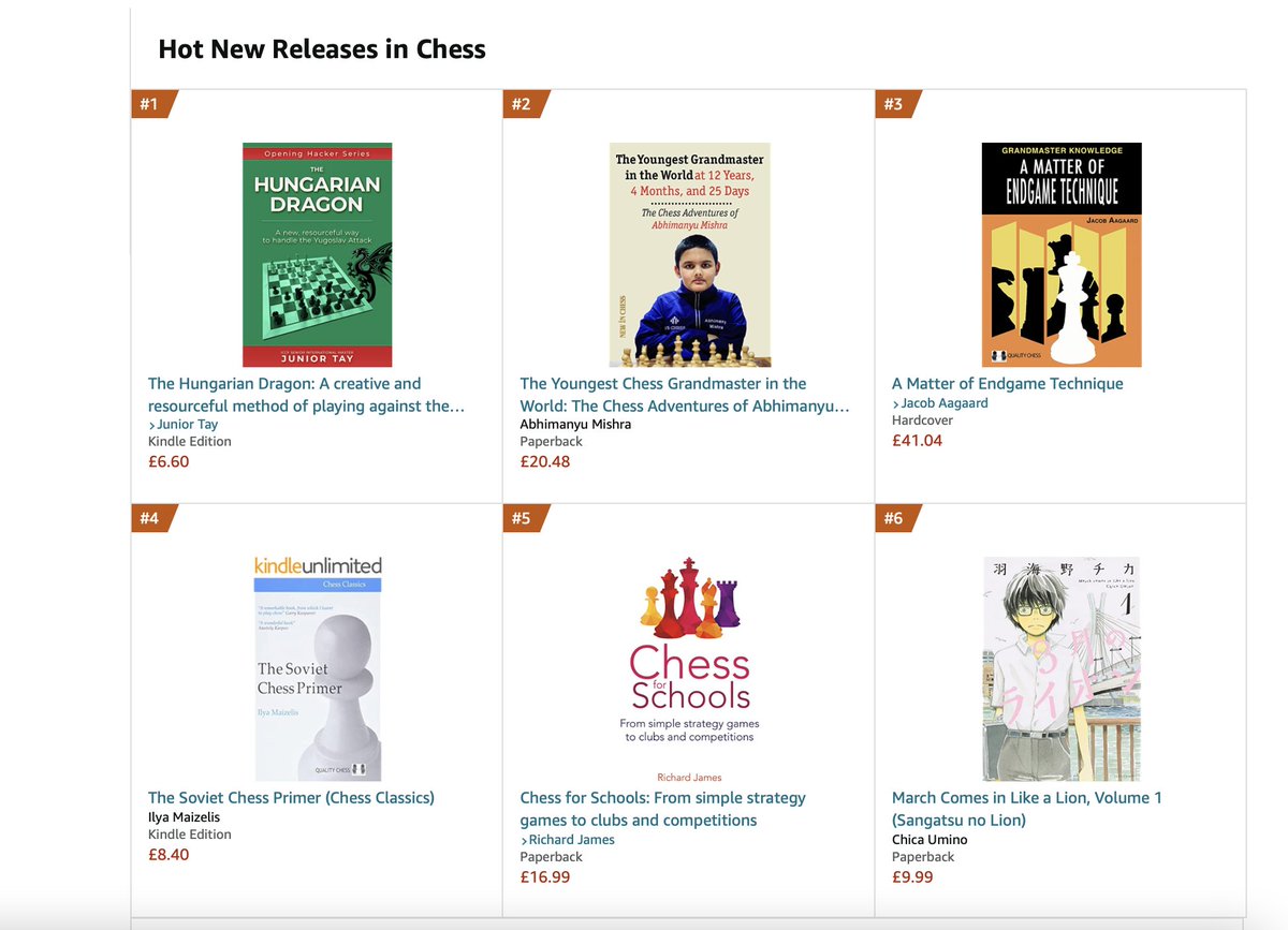 CrownHousePub's tweet image. #ChessForSchools is no.5 in hot new releases in #chess on Amazon! ♟

Pre-order your copy from our website with 30% off using code SUMMER30: crownhouse.co.uk/chess-for-scho….

@chesstutor