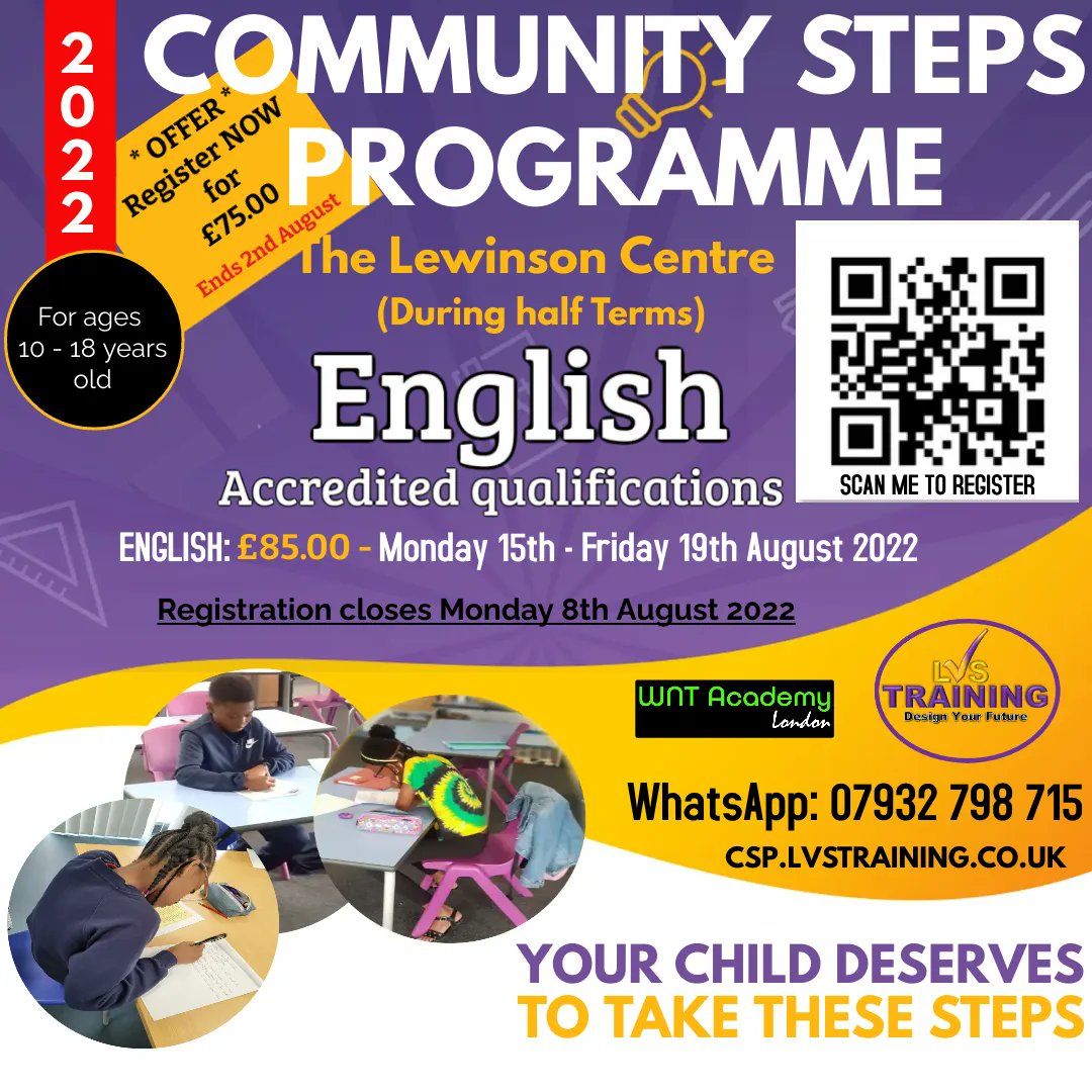 LVSTraining's tweet photo. English accredited qualification

Community Steps Programme Registration 

Register now: https://t.co/BkVfmTd3Fg https://t.co/TiNKuF7dWY
