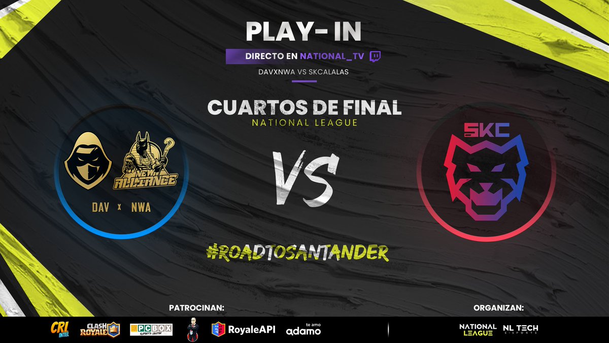 Pro Mancos League (@promancosleague) on Twitter photo #MatchDay | <a href="/EsportsRoyaleES/">Esports Royale ES</a>
๐ #PlayIn | #GrupoA
โ๏ธ #CuartosDeFinal
โฐ 21:00๐ช๐ธ 16:00๐ฆ๐ท 14:00๐ฒ๐ฝ
๐บ Twitch.tv/National_TV
#DaVxNwA ๐ <a href="/SKCalalas/">SKCalalas</a>
๐๏ธ <a href="/Diiegobgg/">DiegoBG</a> & <a href="/Juanal_Con_L/">JuanTrick:):(</a>
#RoadToSantander #MatchDay | <a href="/EsportsRoyaleES/">Esports Royale ES</a>
๐ #PlayIn | #GrupoA
โ๏ธ #CuartosDeFinal
โฐ 21:00๐ช๐ธ 16:00๐ฆ๐ท 14:00๐ฒ๐ฝ
๐บ Twitch.tv/National_TV
#DaVxNwA ๐ <a href="/SKCalalas/">SKCalalas</a>
๐๏ธ <a href="/Diiegobgg/">DiegoBG</a> & <a href="/Juanal_Con_L/">JuanTrick:):(</a>
#RoadToSantander