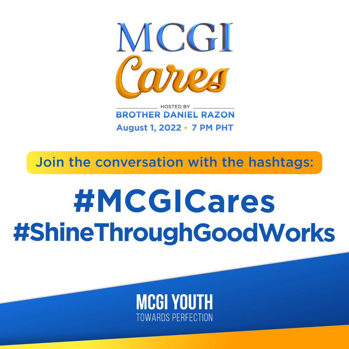 Let love abound on social media!

Let us continue to shine our light in the midst of darkness. Tweet your reactions using our official hashtags.

#ShineThroughGoodWorks
#MCGI Cares