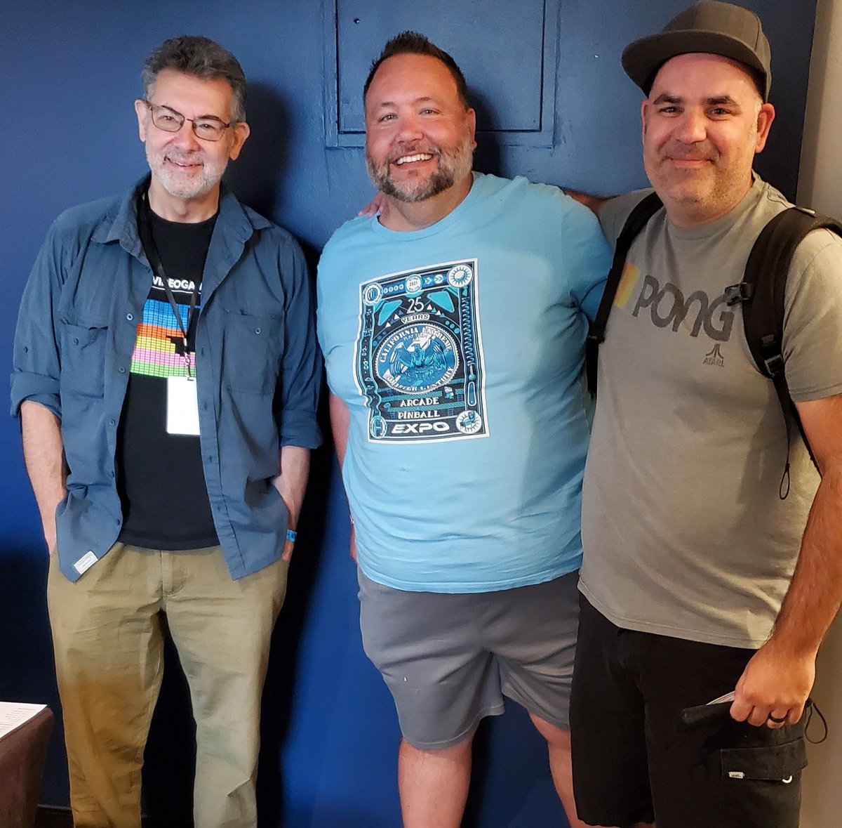 RetroGameGuys's tweet photo. We've wanted to meet @WarrenDavis29 in-person since we interviewed him for our #Qbert episode in 2020. Finally got our chance at #CAX! Such a great dude! Follow Warren &amp; grab his new book "Creating Q*bert and Other Classic Video Arcade Games" 🕹❤️
#RetroGaming #SummmerofQbert https://t.co/uNbx6he22G
