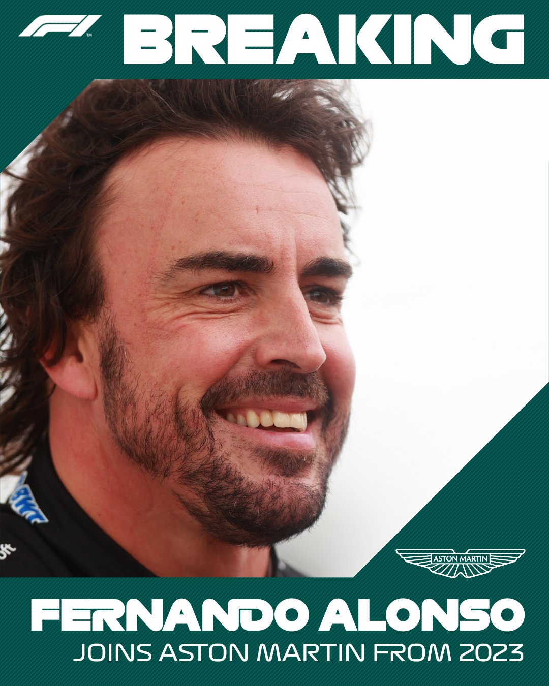 Formula 1 on Twitter: "BREAKING: Fernando Alonso will join Aston Martin  from 2023 on a multi-year contract #F1 https://t.co/dfwktaMk6F" / Twitter