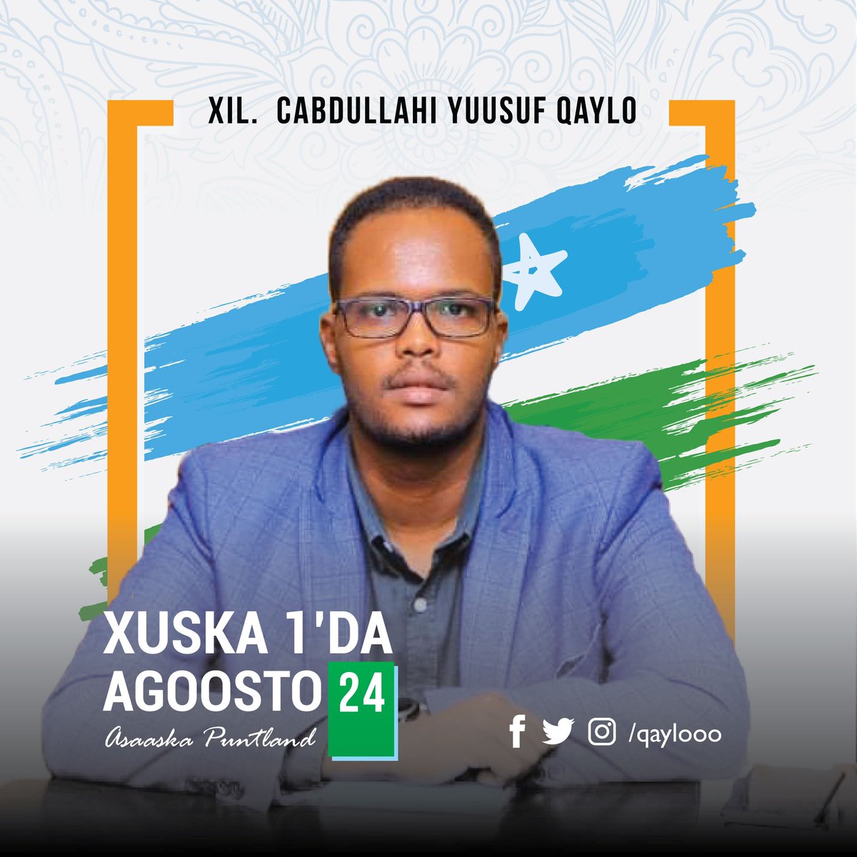 qaylooo's tweet photo. Hambalyo 🎉. Waxa aan ugu hambalyeyn bulshada reer #Puntland 24 guuradii ka soo wareegtay yagleeliddii Puntland.
Eebbe waxa aan ka baryaynaa in uu abaarta naga saaro, galladihiisana inooku deeqo. https://t.co/u0nsE3PrT2