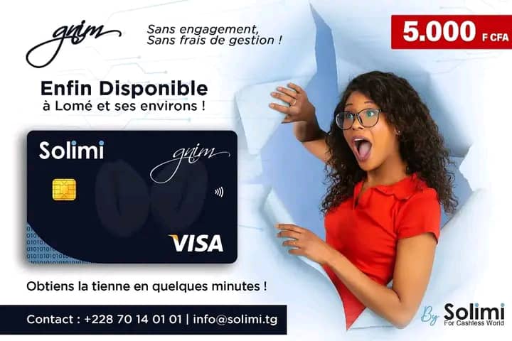 EcommerceTg's tweet photo. SOLIMI 

SOLIMI  lance sa première  carte bancaire prépayée qui permet d’effectuer des paiements et d’effectuer des transferts de carte à carte .
Info Line : +228 70 14 01 01 | info@solimi.tg

#eCommerceWeekTG #TogoPride #MadeinTogo #228Events #SOLIMI https://t.co/lPIzLDerra