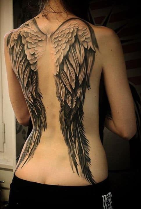 Download Tattoo Lady Black Angel Wings Wallpaper | Wallpapers.com