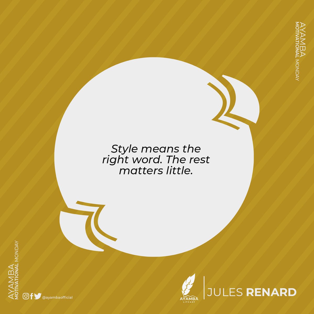 ayambaofficial's tweet photo. Stylish is simple.
.
.
.
.
#ayambalitcast #writingcommunity #writer #ayamba #writing #MotivationalMonday #motivation #creativewriting #creative #inspiration #ideas #JulesRenard https://t.co/kiLjLAdjFK