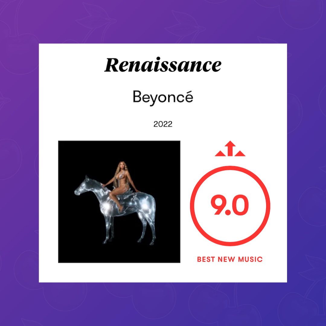 Pitchfork gives Beyoncé’s #RENAISSANCE a standout score of 9.0.