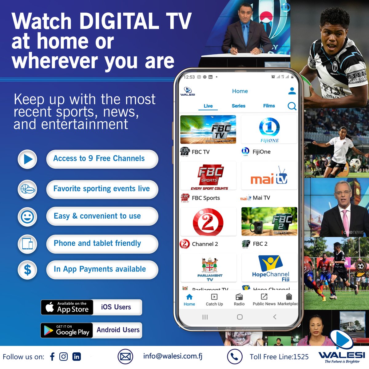 WalesiF's tweet photo. Our #Walesi App allows you to watch the Commonwealth Games from wherever you are.

Join the crowd and connect with us digitally.

For Android users: https://t.co/lHZNjWwZM6
For Apple users: https://t.co/Ow6ykHPtmd

#WalesiFiji #FreeChannels #Fiji #DigitalTV https://t.co/PN6H2f1wEb